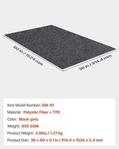VEVOR Garage Floor Mat, 36 x 60 Inch Oil Spill Mat Garage Floor Mat for Under Car, Waterproof Backing Absorbent Pad for Garages Greenhouses Entrance, Durable & Reusable - size: 3' x 5'