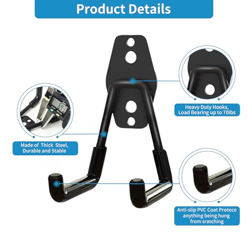 GeeWatom Garage Storage Utility Hooks，Garage Garden Tool Organizer，Steel Wall Mount Hooks, Garden Small U Hooks (6 Pack-Black) - color: 6 Pack-Black