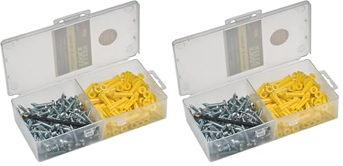 Klein Tools 53729 Conical Anchor Kit, 100 Anchors, 100#2 Phillips, 1/4 Inch Masonry Drill Bit, Drywall and Masonry (Pack of 2) - size: 100 Count (Pack of 2)