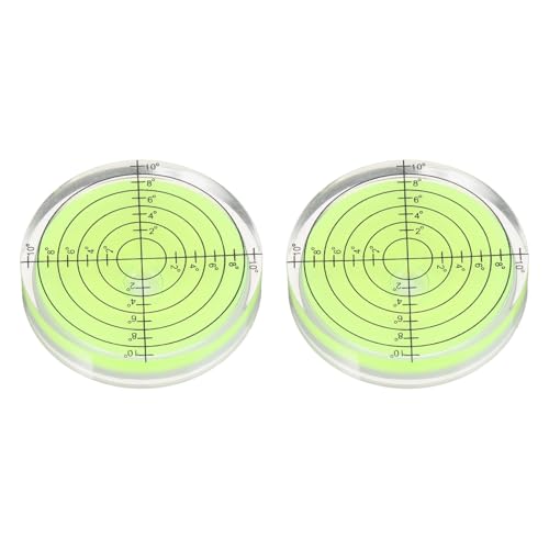 PATIKIL 2pcs Round Bubble Level 50x10mm Mini Circular Bullseye Spirit Levels Measuring Layout Tools for Leveling Camera Tripod Telescope Workshop Turntable Pictures Frame, Green