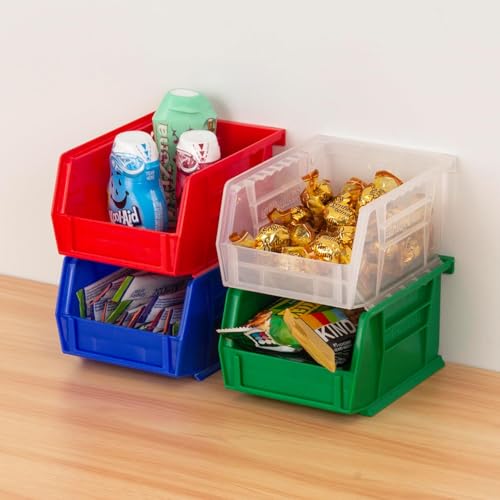 Akro-Mils 30210 AkroBins Plastic Storage Bins, 5"x4"x3", Red, 6-Pack - color: Red, size: 6 Pack