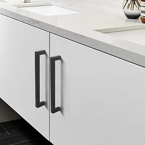 KNOBWELL 6 Pack 192mm Black Cabinet Pulls Drawer Handles Pulls Kitchen Pull - color: Matte Black, size: Hole Center:7-9/16 inch(192mm)