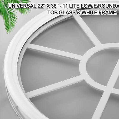 22 x 36 Entry Door Glass Insert with Low-e Glass, 11 Lite Round Top - size: 22 x 36, style: 11 Lite Round Top