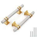 Haliwu 10 Pack 3" Brushed Nickel Cabinet Pulls Silver Gold Drawer Handles - color: Brushed Nickel & Matte Gold, size: Hole Center Spacing：76mm (3 inch)