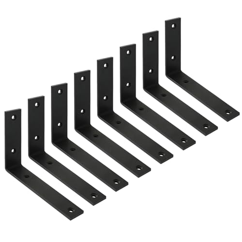 Shelf Bracket 8 Pack 5" Lx4 H 5mm Thick Heavy Duty Black L Brackets - color: Black-8pack, size: 5"Lx4"Wx1.5"W