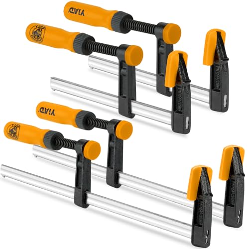 Steel Bar Clamps Set, 6" & 12" F Clamps for Woodworking, 300-600Lbs Load - color: Yellow 4 Pack-6&12 Inch