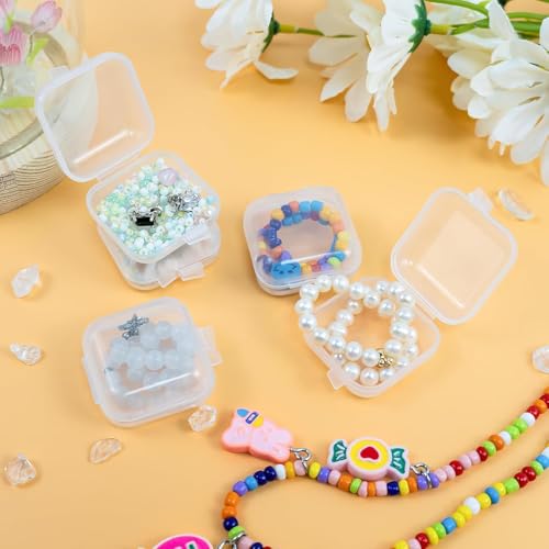 60PCS Mini Clear Plastic Jewelry Box, Earring Storage Box - color: 60Pcs
