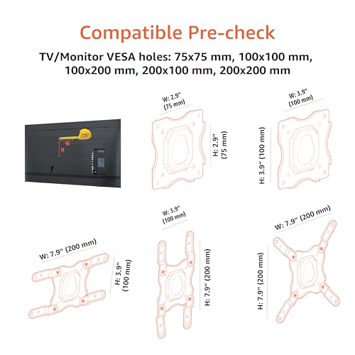 Amazon Basics Full Motion Articulating TV Wall Mount with Tilt Swivel, Extends 16 inches, VESA 200x200, for 12" to 40" TVs, 40 lbs, Black - size: 12" to 40", style: Full Motion Articulating