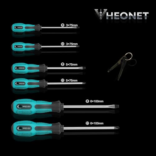 Stocking Stuffers for Men: 6-Piece Magnetic Screwdriver Set with 4-in-1 Keychain Tool | Includes Phillips & Flat Head | Non-Slip Grip for DIY & Home Repair | Practical Gift (Green & Black) - color: Green/Black