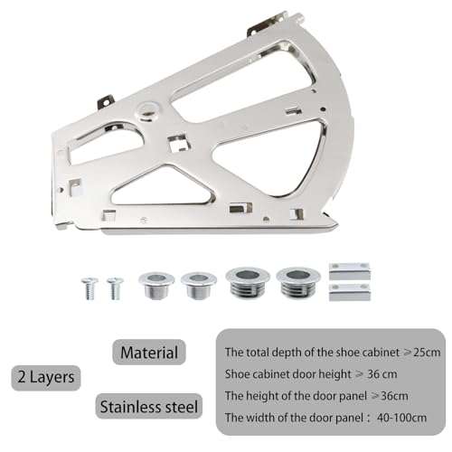 Coshar 4Pcs 2 Layers Shoes Drawer Hinges Fan Shape Shoe Cabinet Rack,Silver | 2 Layers,Stainless Steel Shoe Cabinet Rack Flip Frame, Replacement Fittings, Furniture Parts Hardware - color: Silver, size: 2 Layers
