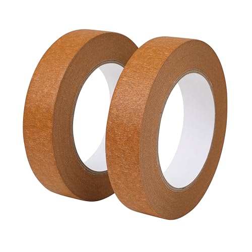 2 Pack Brown Painters Tape 1 inch Wide Brown Masking Tape Paint Tape Brown Paper Tape 1 inch x 55 Yards x 2 Rolls (110 Yards in Total) - color: Brown, size: 1 Inch (2-Pack)