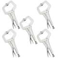 5 Pack 11 Inch C Clamp Locking Pliers,Locking C Clamp, Adjustable Nickel Plated C Pliers For Wood Working, Welding, Electrician Maintenance and more, by GENHAKON - size: 5 Pack 11 Inch
