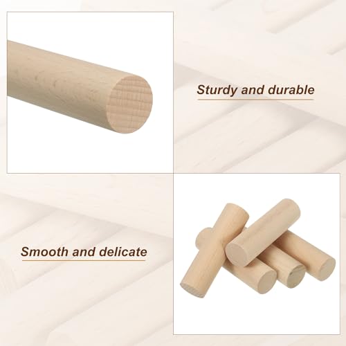 PATIKIL 1-1/8 x 4 Inch Dowel Rods Wood Sticks Unfinished Round Dowels 10pcs - size: 1-1/8"x4"