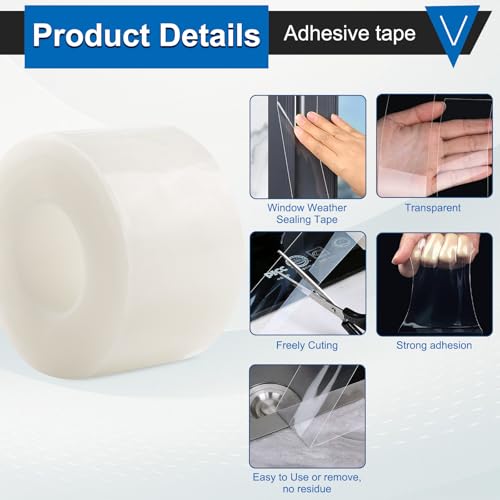 Window Insulation Tape for Winter Heavy Duty Weather Stripping Sealing Film Tape Draft Stopper 2 in x 105 Ft Keep Warm & Save Energy Easy Apply & Remove for Doors and Windows - size: 2 IN * 105 FT