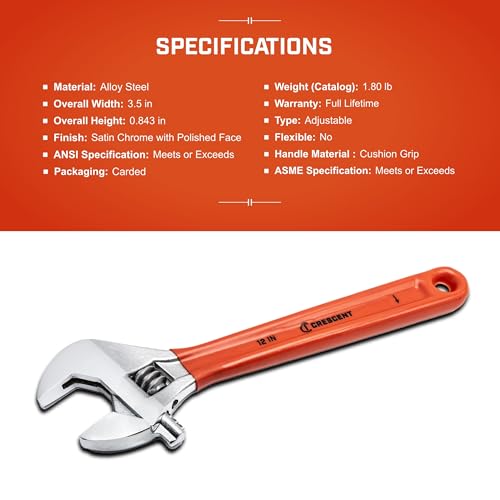 Crescent 12" Adjustable Cushion Grip Wrench | AC212CVS - size: 12 inch