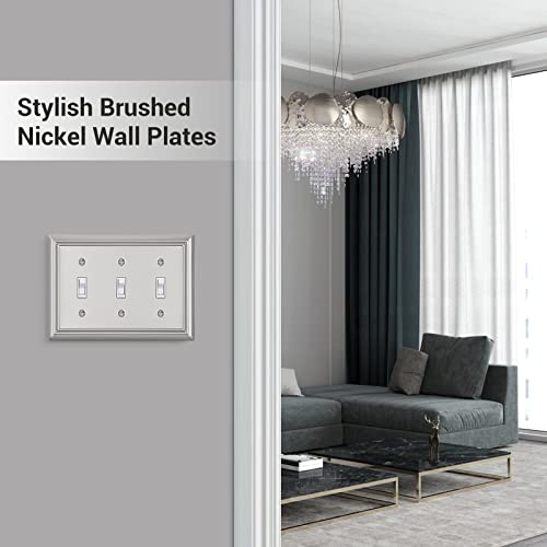DEWENWILS Tripple Toggle Wallplates, Brushed Nickel Light Switch Covers - color: Brushed Nickel, size: 3 Toggle 2PK
