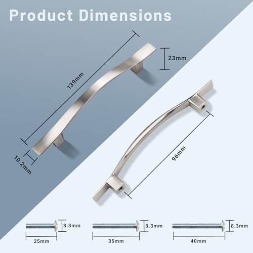KNOBWELL 30 Pack 3-3/4 inch Hole Center Brushed Nickel Kitchen Cabinet Pulls,Wave Style Modern Dresser Pulls Hardware Kitchen Cabinet Handles for Bathroom Bedroom Vanity,Zinc Alloy - color: Brushed Nickel, size: Hole Center：3-3/4 inch（96mm）