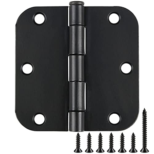 TDCHINGES Rounded Door Hinges Matte Black 3.5" Standard Hardware 36 Pack - color: Matte Black-Rounded, size: 36 Pack-no squeak