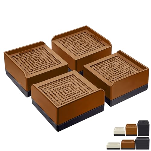 ANNKUT Bed Furniture Risers 1.5 inch, Square Adjustable Risers Blocks for Bed Sofa Table and Couch Lifting，Heavy Duty Support Up to 1,300 Lbs (4 Pack-Brown) - color: 1.5 Inch-brown(square)