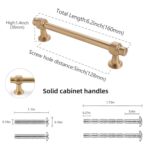 10 Pack 5 inch Champagne Bronze Kitchen Cabinet Handles Cabinet Pulls Gold Drawer Pulls Kitchen Cabinet Hardware Handles Dresser Handles - color: Champagne Bronze, size: 5" Hole Center（128mm）