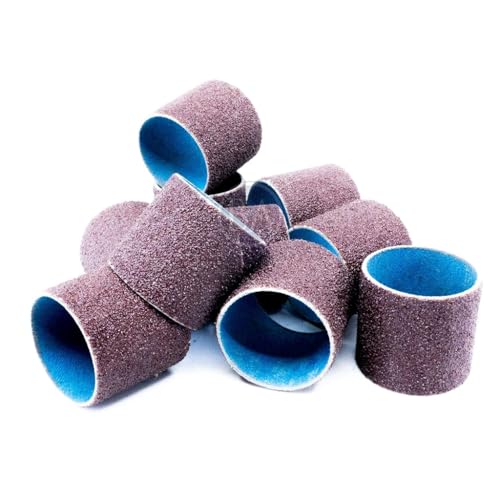 Benchmark Abrasives 1.5" x 1.5" Aluminum Oxide Abrasive Spiral Bands for Rotary Tools, Drum Sleeves for Sanding Deburring Blending Polishing on Metals Plastic Wood Rubber (10 Pack) - 36 Grit - style: 36 Grit