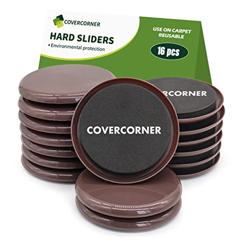 Furniture Sliders for Carpet 16 PCS - 3 1/2" Brown - size: 16 PCS 3 1/2 inch Brown