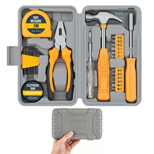 24-Piece Tool Set, Mini Tool Kit, Tool Kit for Home (Orange) - color: Orange
