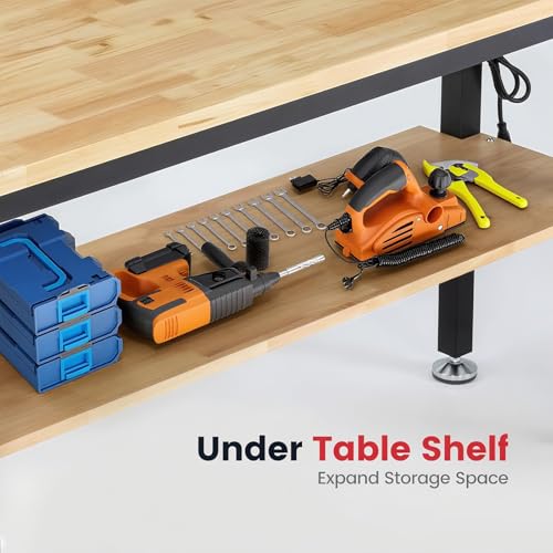 ENJOYWOOD 60" Adjustable Height Workbench with Storage Shelf