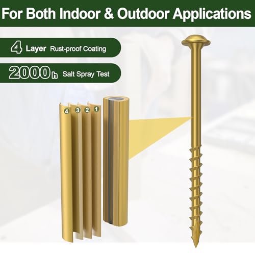 Pocket Hole Screws 2-1/2 Inch, 320Pcs Exterior Pocket Screws #8 X 2-1/2" - color: Gold, size: #8 X 2-1/2"