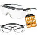HTS HUNTERSKY ANSI Z87.1+ Anti Fog Fit Over Eyeglasses Safety Glasses Up to 1.88 inch 99.9% UV Protection OTG Lab Goggles - color: 3906c Black-gray / Clear Lens