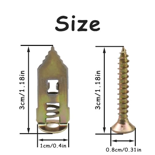 200 Pcs Self Drilling Drywall Anchors and Screws Kit，No Drill Or Holes in Wall, Wall Anchor for Hanging TV Shelf Straps Cabinet (100pcs0.47 x 1.18Inch,100pcs0.47 x 1.57 Inch)
