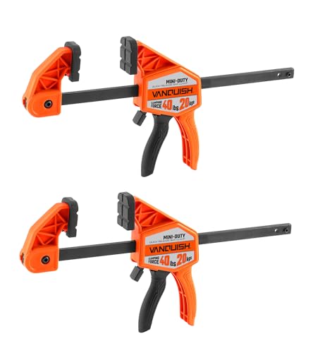 VANQUISH 4'' Mini Bar Clamps for Woodworking 2 Pack, 40LBS Load Limit | Wood Clamp, Quick Release Grip Clamps for Table Wood Working, Light-duty 3624 - size: 4inch 2 Pack