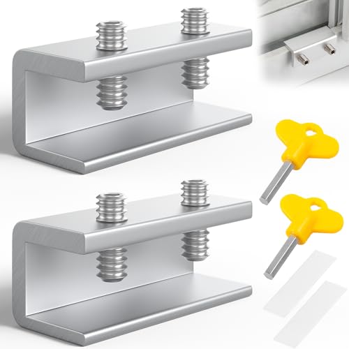 Window Locks,2Pack Bulk Sliding Security Window Lock with Key Silver - size: 2 Pack