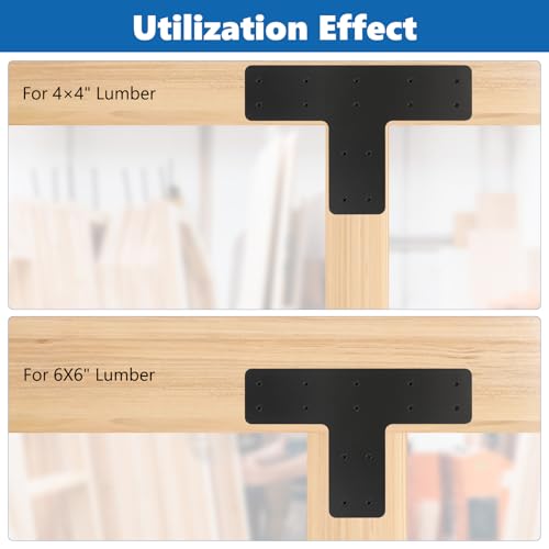 4 Pcs 12*8 Inch T Post Timber Brackets,Post to Beam Connector - style: 4 Pack T Shape(12×8)