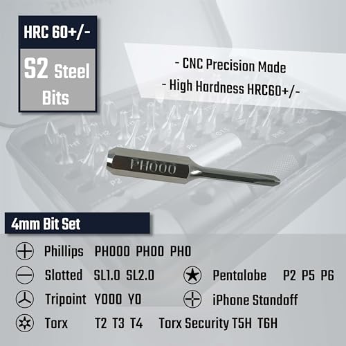 39in1 Screwdriver Set with 1/4 In and 4mm Magnetic Bit Holder