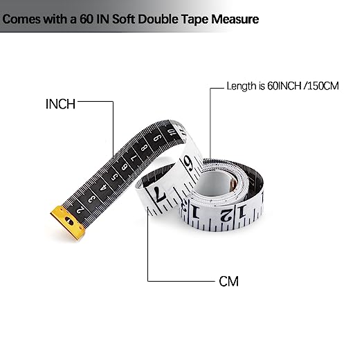3 Pack Tape Measures Retractable Measuring Tape for Body, 60-Inch 1.5 Meter Dual Sided Flexible Ruler for Medical Craft Fabric Cloth Sewing Tailor Weight Loss Body Measuring Tape (Blue, Purple, Pink) - color: Macaron Blue, Black,White