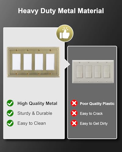 2-Pack Quad Decorator Outlet Cover Plate, Antique Brass - size: Quad Decorator 2PK