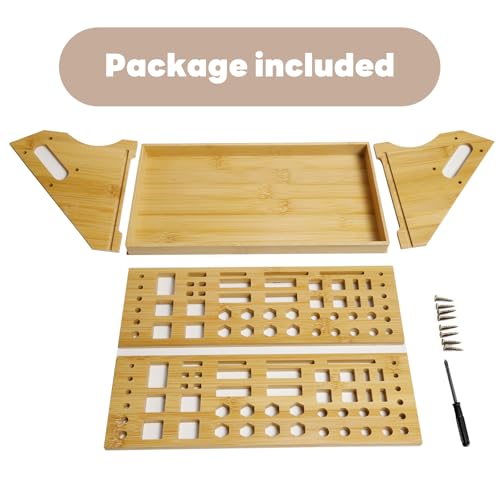 Screwdriver Organizer Desktop Screwdriver Holder 53 Slots Workbench Rack Stand Bamboo Tool Storage Organizer for Hammer Allen Wrench