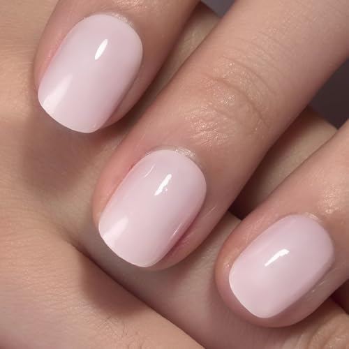CurvLife Short Square Press On Nails, Nude Pink Milky White, Soft Gel - color: B3 -Apricot