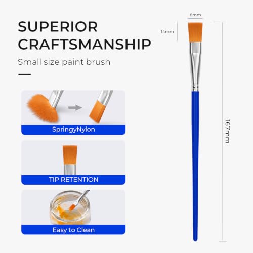 Smallbudi 168 PCS Small Paint Brushes Bulk, Flat Tip Acrylic Paint Brushes - size: 168 Flat Brushes