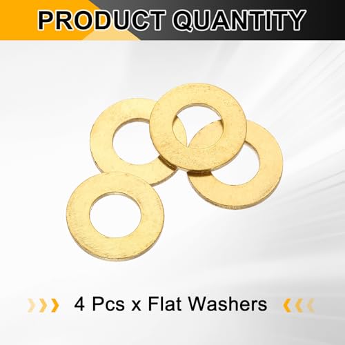PATIKIL M12x24x2.5mm Flat Washers, 4PCS Brass Automotive Drain Plug Gaskets Flat Ring Oil Crush Washer Spacers for Faucets Garden Bolts Screws Hose, Golden - size: M12x24x2.5mm