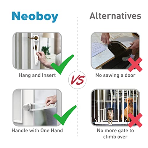 Neobay Cat Door Latch with Stabilizer, Keeps Dogs Out of Litter Box - color: White 2 Packs