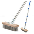 MAXMAN Wire Scrub Brush, 63"Stainless Steel Bristle, Outdoor Patio Cleaning - size: With 1PC 8-inch brush head