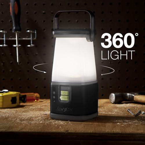 ENERGIZER WeatheReady LED Camping Lantern PRO-360, IPX4 Water Resistant Tent Light, Ultra Bright Battery Powered Lanterns for Camping, Outdoors, Emergency Power Outage - color: Black, size: 500L
