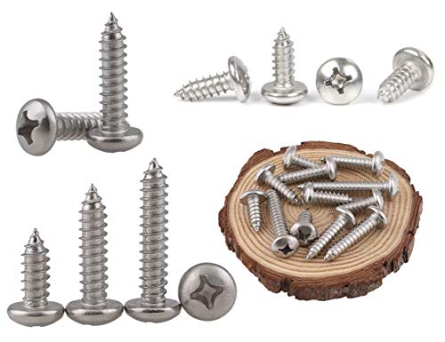 LBY 600pcs M2, M2.2, M2.6, M3 Pan Head Self-Tapping Sheet Metal Screw Assortment Kit, 12 Sizes, 304 Stainless Steel