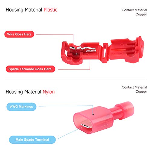 480PCS T-Tap Wire Connectors, Self-Stripping Quick Splice Electrical Wire Terminals, Insulated Male Quick Disconnect Spade Terminals Assortment Kit - style: 480PCS Tap Wire Connectors