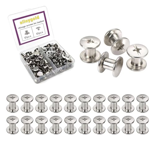 45 Sets M5*6 304 Stainless Steel Chicago Screw Kit Leather Rivets Screw Rivets Chicago Screw Buttons DIY Leather Trim 3/16"x1/4" - color: 304 stainless steel, size: M5*6mm