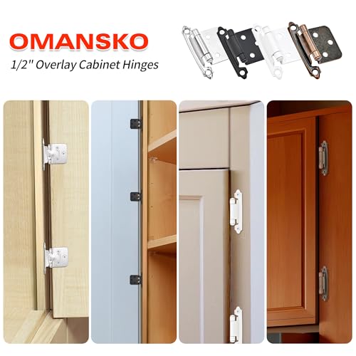 4 Pack 2 Pairs 1/2" Overlay Cabinet Door Hinges Matte Black Self Closing Kitchen Hinges Cupboard Variable Flush Hinge - color: 1/2" Overlay Matte Black, size: 4 Pack