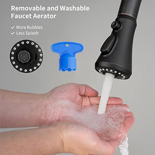 Hibbent Pull Down Spray Head for Kitchen Faucet, 3-Function Sink Nozzle - color: Matte Black, style: 1.8 Gallon Per Minute