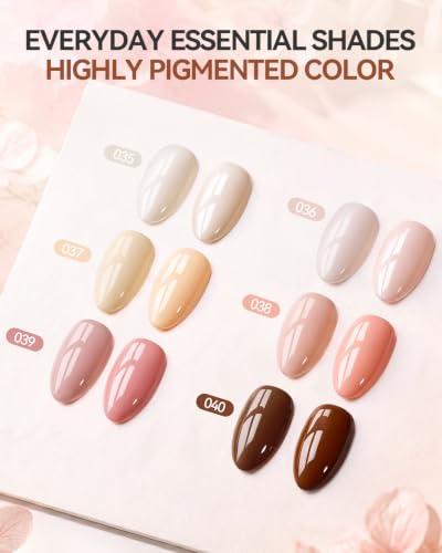 Makartt Nude Brown Gel Nail Polish Set 15ML : 6 Colors, Neutral Skin Tones - color: Cozy Mocha Blend
